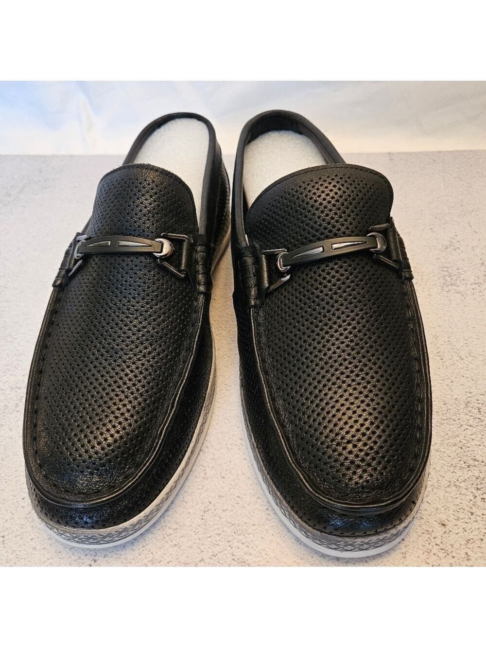 NIB Size 8 Men’s Black Leather Loafers with Dots, Snover